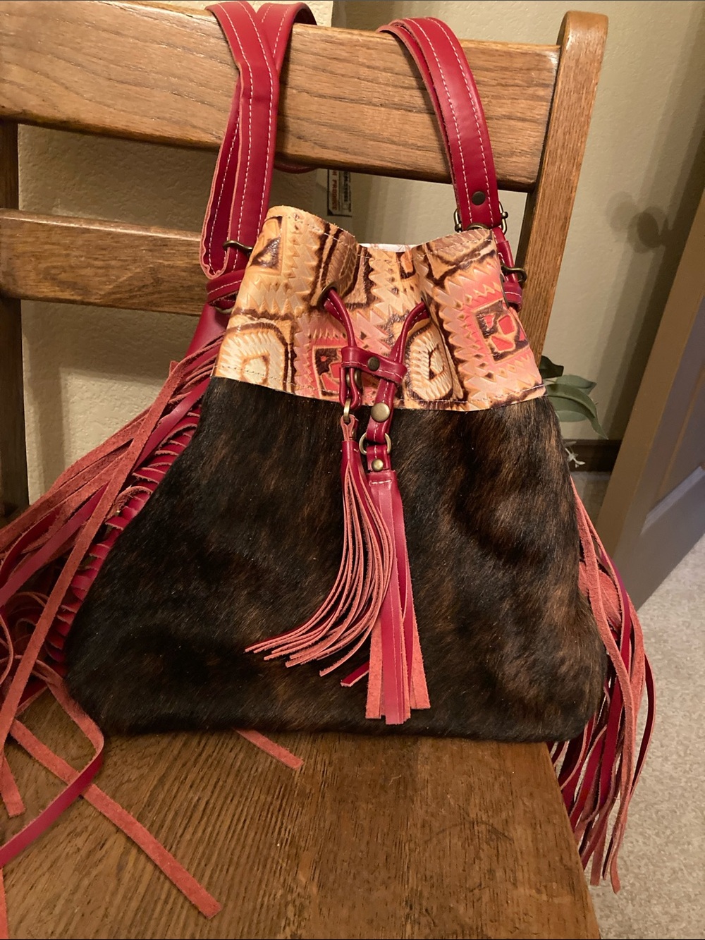 Dancing Cactus Designs Gabby Fringe Shoulder/Crossbody Bucket Bag NWOT